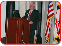 Jack Poole speaks at the induction ceremony for this year's Salamander Honor Society recipients